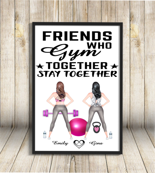 Best Friends Gym Friends Custom A4 Print, Personalised Friends